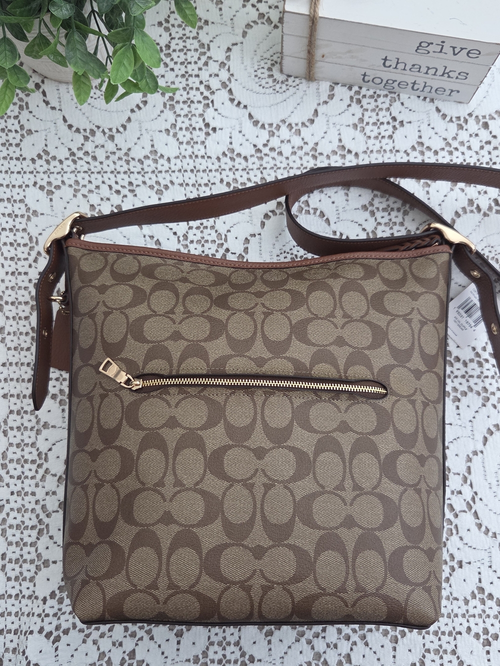 Coach Val Duffle Brown Signature Canvas Leather Crossbody Bag- C2819 - Picture 2 of 8